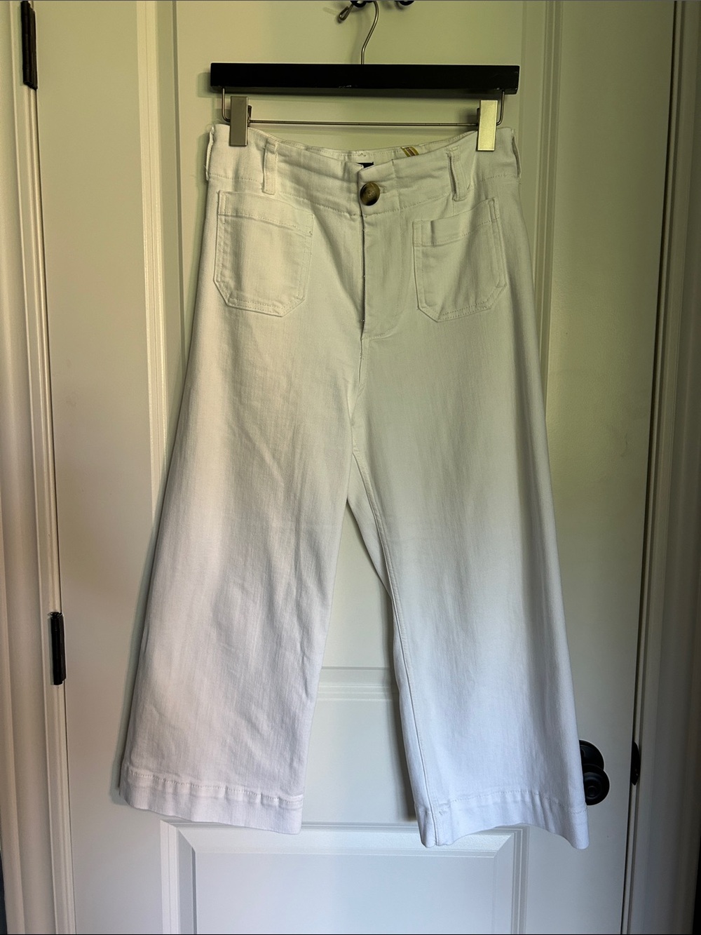 Anthropologie White Cropped Wide-Leg Jeans